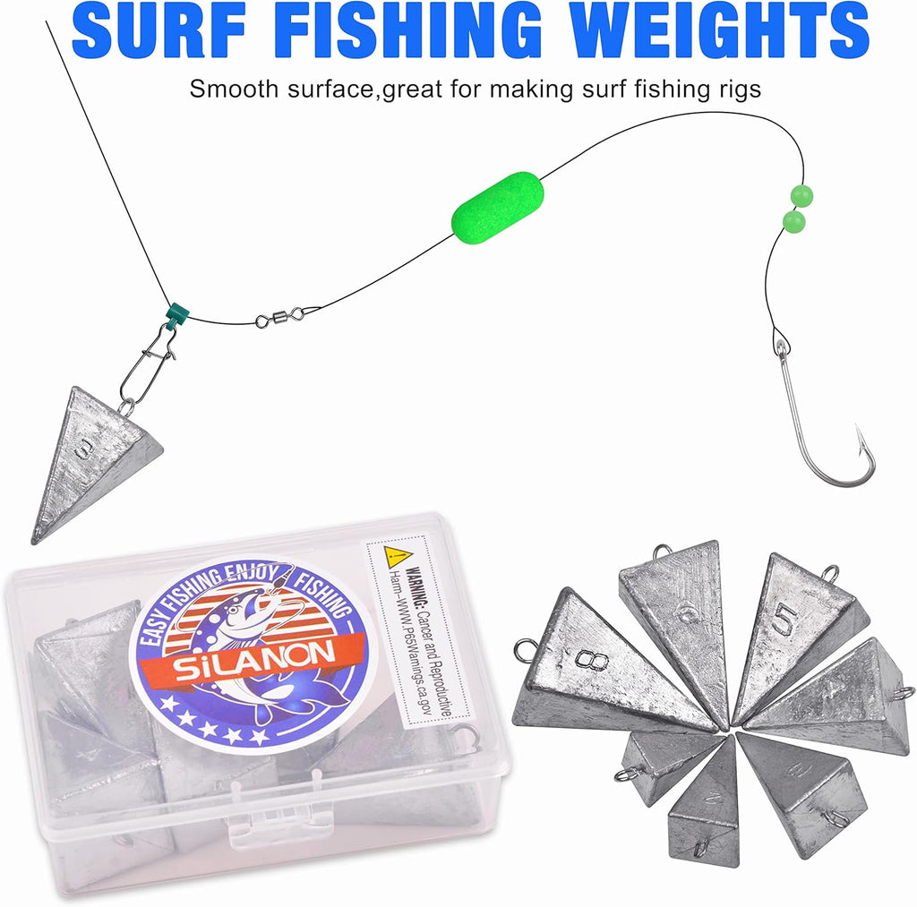 Pyramid Sinkers Fishing Weights Sinkers Saltwater Surf Fishing Weights Pyramid Weights Ocean Saltwater Fishing Gear Tackle 1oz 2oz 3oz 4oz 5oz 6oz 8oz