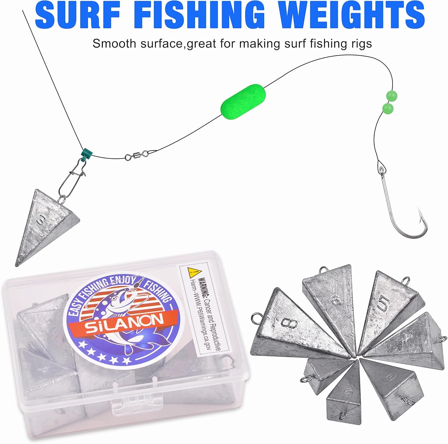 Pyramid Sinkers Fishing Weights Sinkers Saltwater Surf Fishing Weights Pyramid Weights Ocean Saltwater Fishing Gear Tackle 1oz 2oz 3oz 4oz 5oz 6oz 8oz