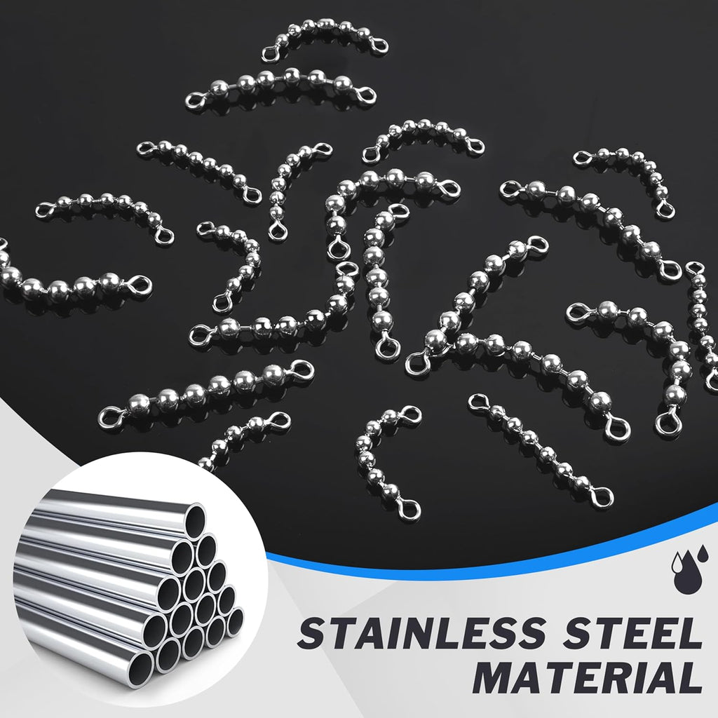 SILANON Fishing Beads Chain Swivels, Stainless Steel Catfish Swivel Catfish Tackle High Speed Fishing Balls Chain Swivels Catfish Rig Fishing Tackle Gear for Saltwater Freshwater