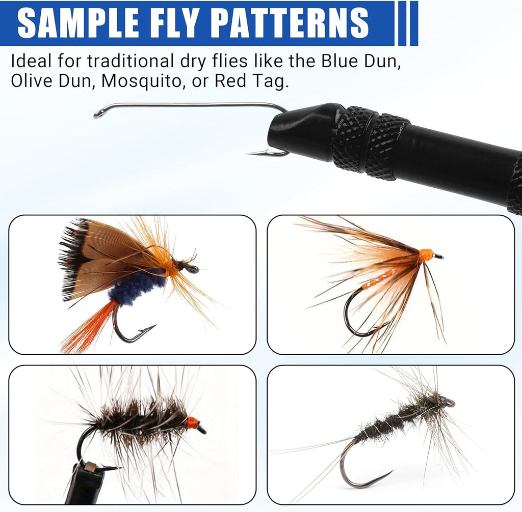 Fly Tying Hooks Assortment Kit, 410pcs Dry Fly Fishing Hooks Long Shank Eye Down Streamer Fly Hooks Dry Wet Flies Nymph Strimp & Pupa Streamer, Caddis Jig Fishing Hooks
