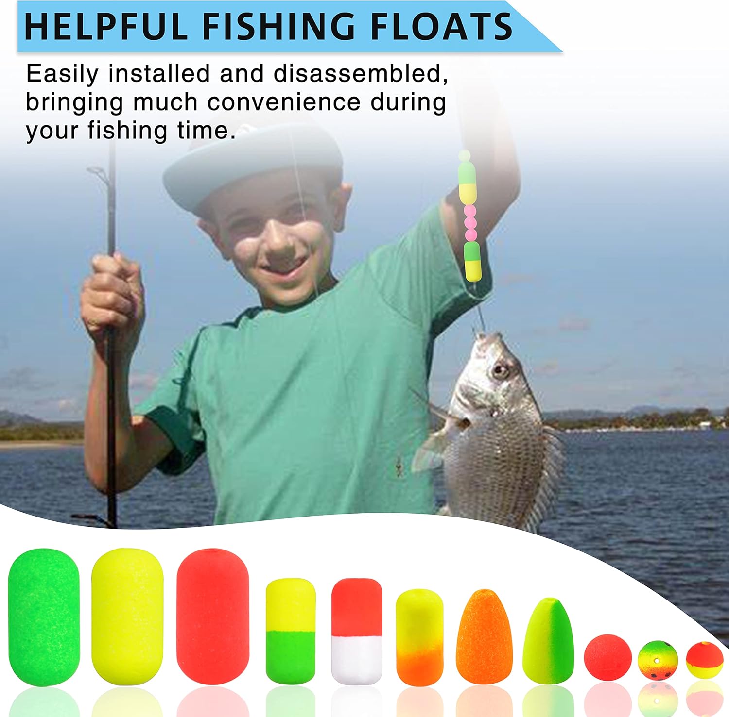 SILANON Pompano Rigs Floats Beads Kit,Foam Snell Fishing Floats Bobbers for Surf Fishing Live Bait Walleye Rig Making Accessories Bullet Cylinder Float for Trout Catfish