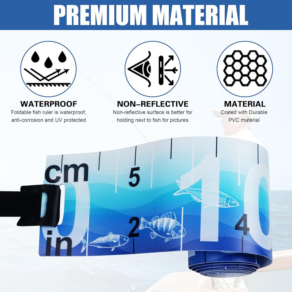 Fish Ruler Fish Measuring Tape 2 Packs 36in/90cm Folding Fishing Ruler Roll Up Fishing Tape Measure with Storage Strap Waterproof PVC Fish Measuring Tool for Boat Kayaks