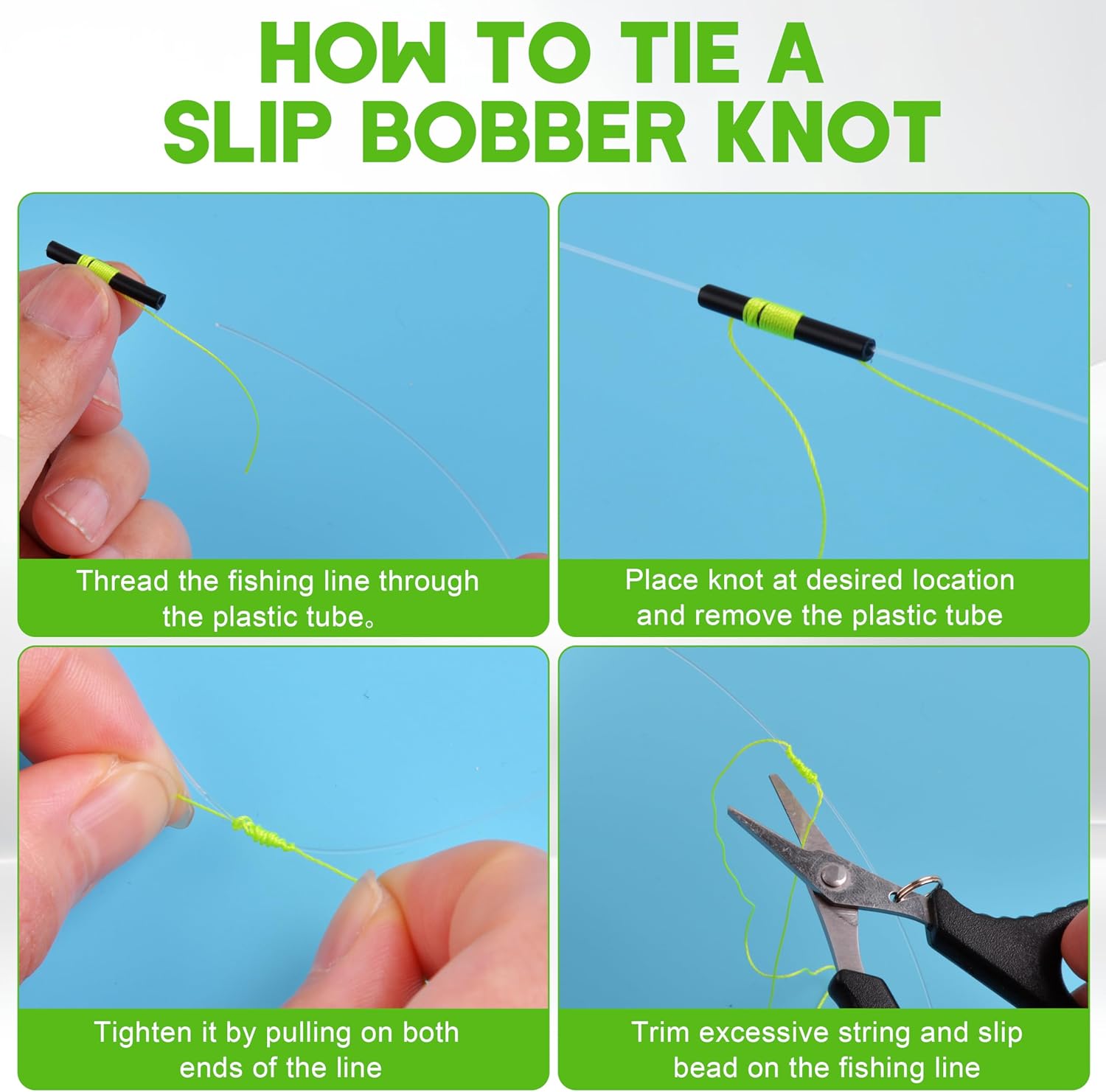 SILANON Bobber Stops for Fishing Floats,100/200pcs Slip Bobber Stops with Plastic Beads Bobber Stoppers for Fishing Line Float Bobber Stops String Knots Freshwater Saltwater