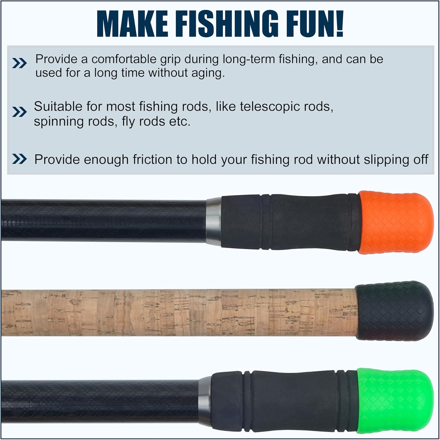 Fishing Rod Butt Cushion, Silicone Fishing Rod Butt Cap End Pole Seat Cushions Protector Pole Holder Accessory Black