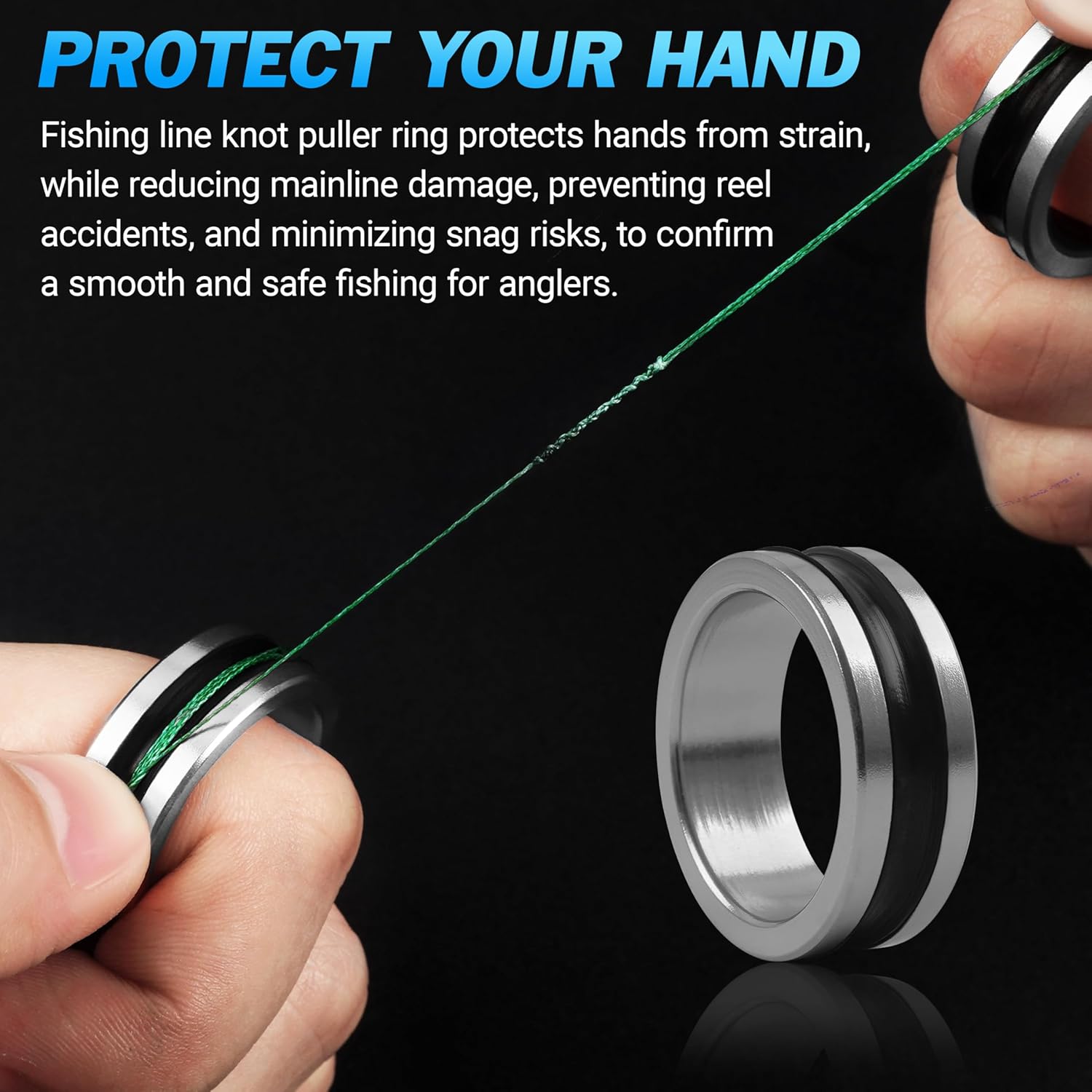 SILANON 2pcs Fishing Line Puller Ring, Fishing Knot Tying Tool Alloy Line Dragger Tightener Ring FG GT Knot Puller Tool Assist Fishing Line Knotting Grippers Device for Tying