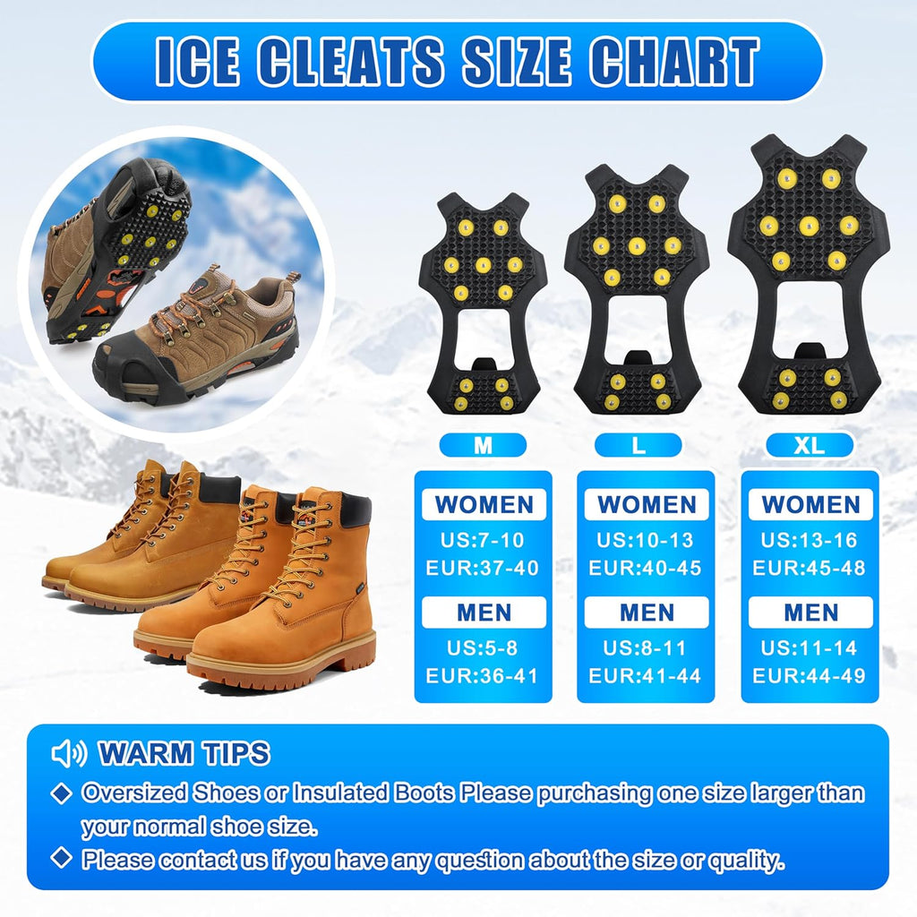 Ice Snow Cleats for Shoes and Boots,Walk Traction Cleats Crampons Anti Slip 11 Studs Ice Snow Grippers Over Shoe for Men Women Walking on Snow Ice