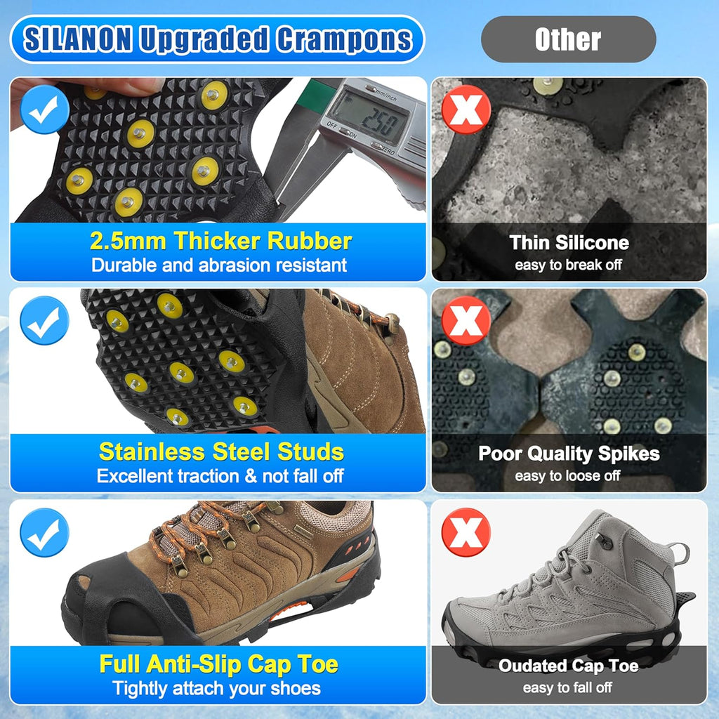 Ice Snow Cleats for Shoes and Boots,Walk Traction Cleats Crampons Anti Slip 11 Studs Ice Snow Grippers Over Shoe for Men Women Walking on Snow Ice