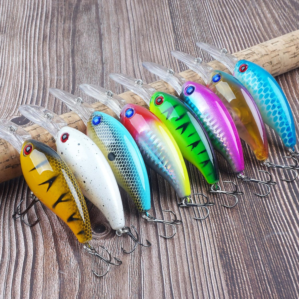 Crankbait Fishing Lures Kit,8pcs Deep Diving Crankbait Swimbait Bass Fishing Lures Hard Baits Minnow Crank Bait Lures for Bass Trout Salmon Freshwater Saltwater