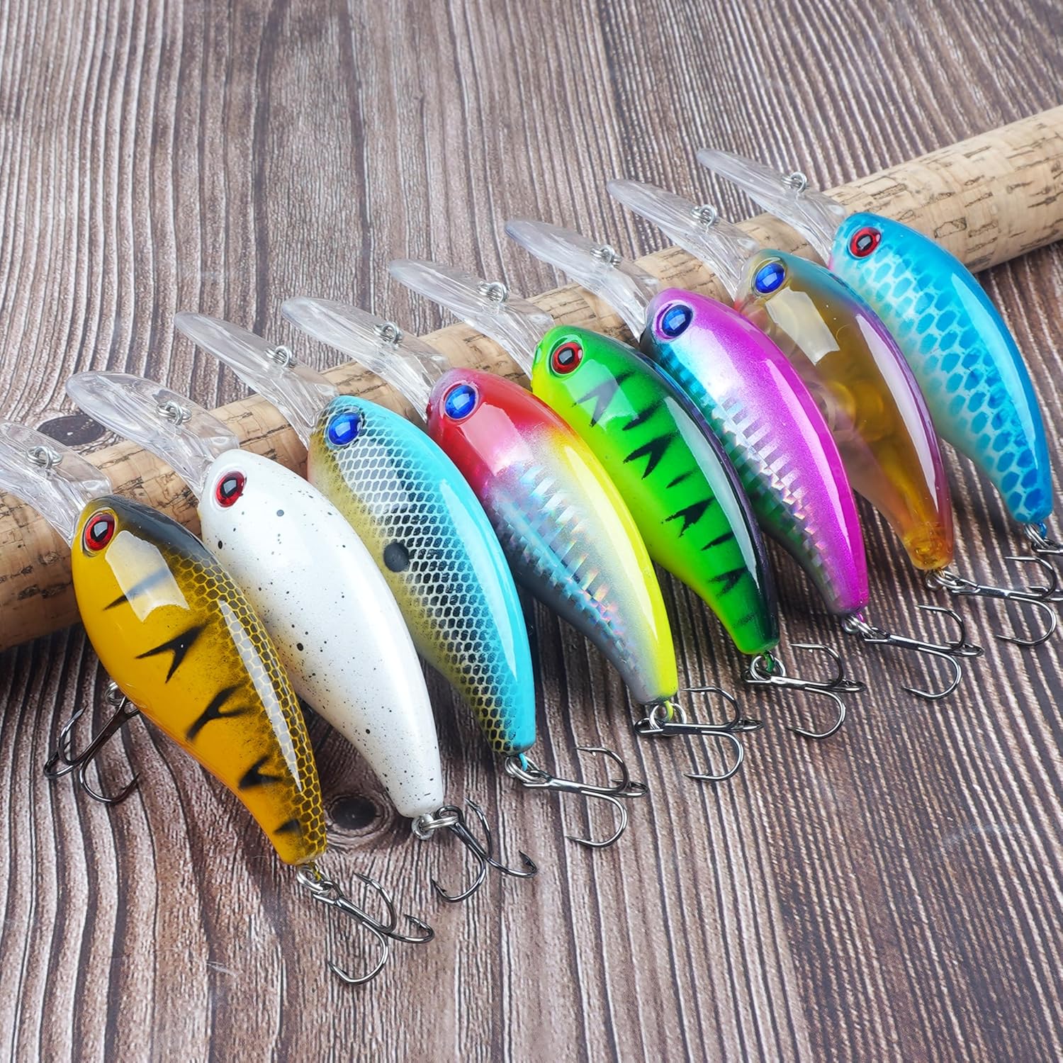 Crankbait Fishing Lures Kit,8pcs Deep Diving Crankbait Swimbait Bass Fishing Lures Hard Baits Minnow Crank Bait Lures for Bass Trout Salmon Freshwater Saltwater