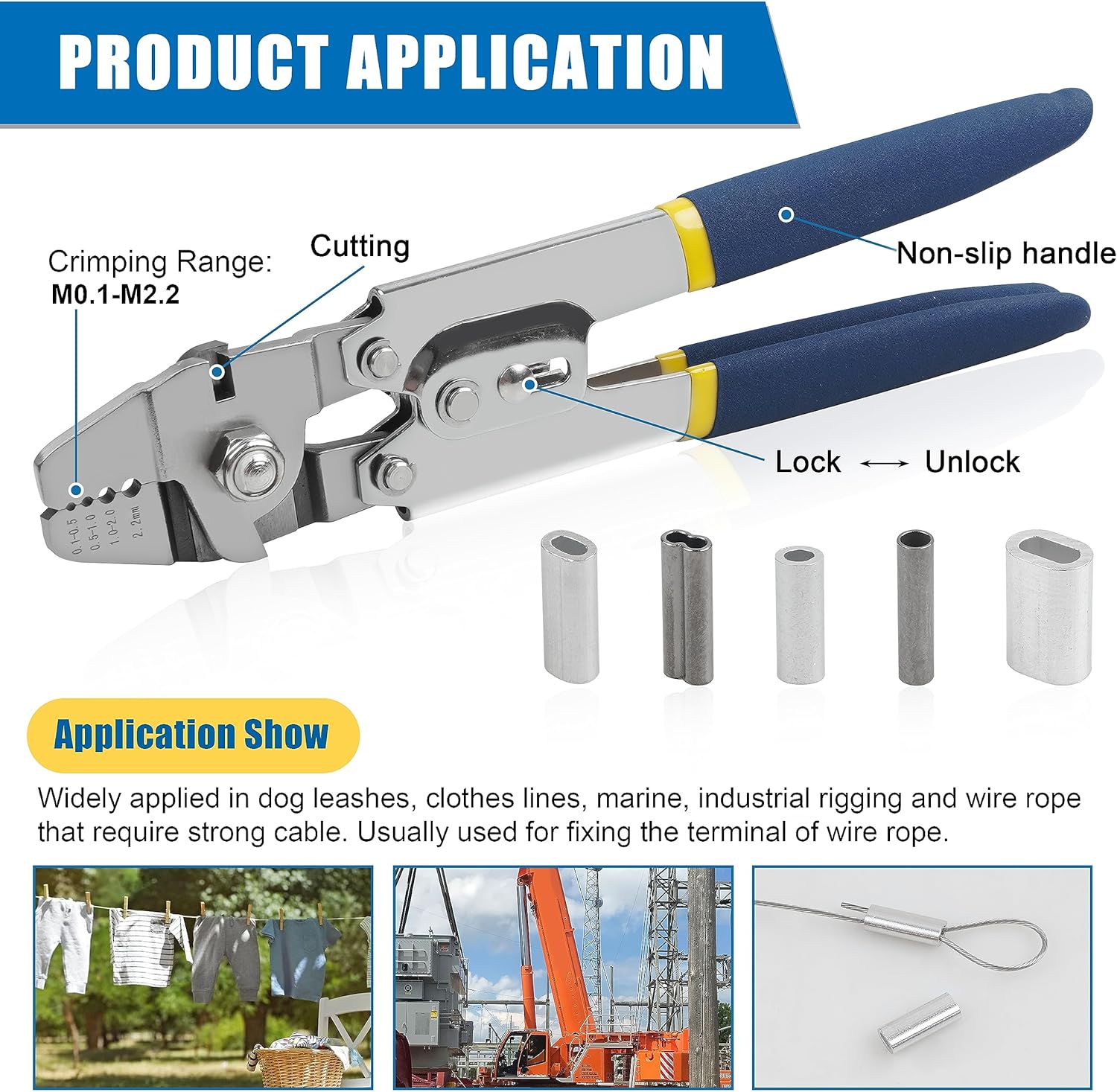 Fishing Crimping Tool Kit,Stainless Steel Fishing Crimping Pliers Wire Rope Crimping Tool with 430pcs 5 Sizes Aluminum Copper Barrel Crimp Sleeves Beads Set,4 Crimping Sizes