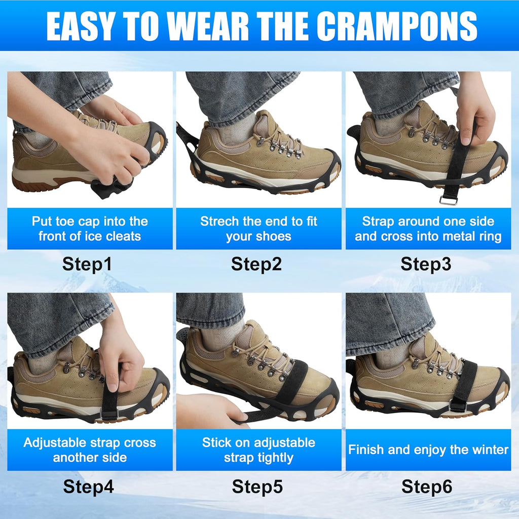Spikeless Ice Cleats, Indoor Outdoor Snow Traction Crampons Anti-Slip Roofing Shoes Grips Grippers Slip-On Rubber Tread Overshoes Spikeless Traction Devices for Slick Wet Slippery Surfaces