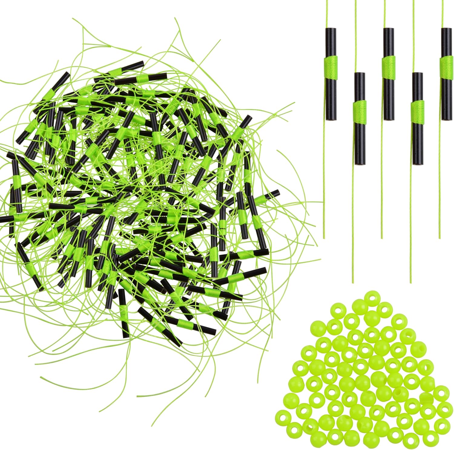 SILANON Bobber Stops for Fishing Floats,100/200pcs Slip Bobber Stops with Plastic Beads Bobber Stoppers for Fishing Line Float Bobber Stops String Knots Freshwater Saltwater